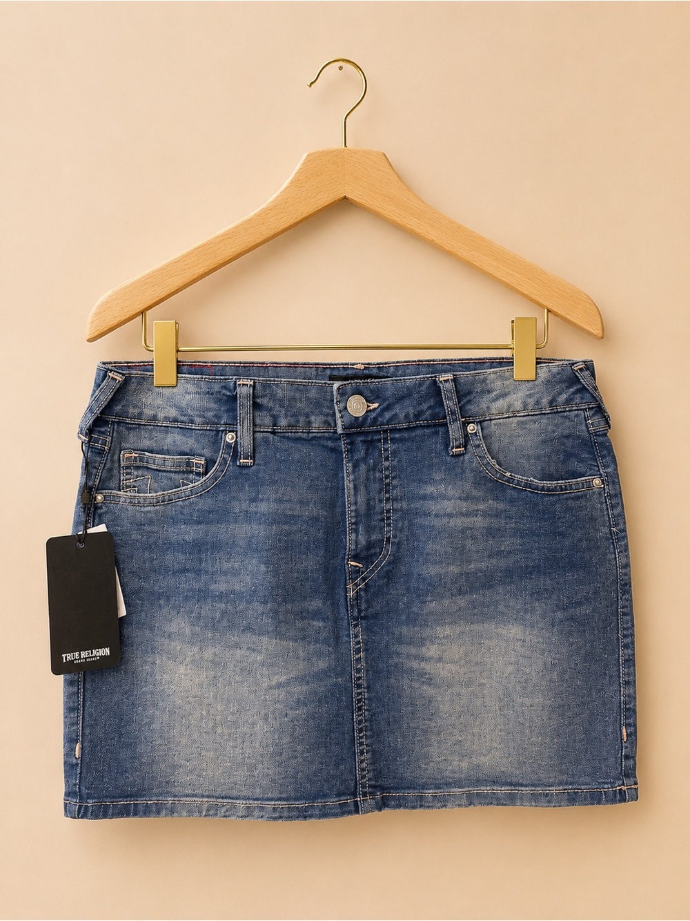 True Religion Blue Wash women Denim Mini Skirt, brand new with tags , gorgeous!